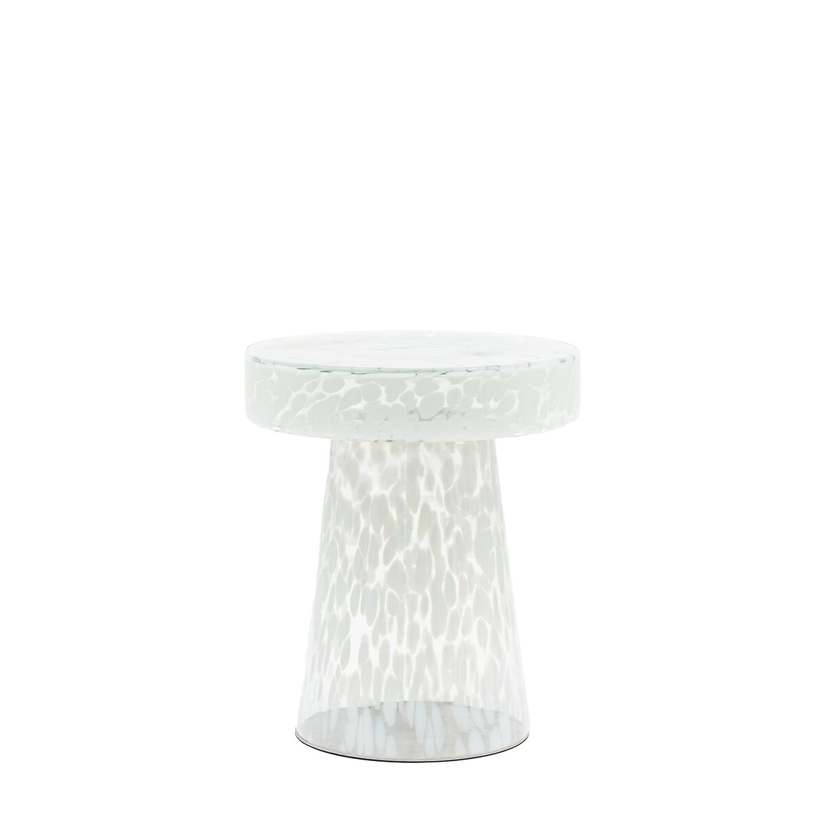 Mendoza Mottled Glass Pedestal Side Table white/transparent, SO'HOME