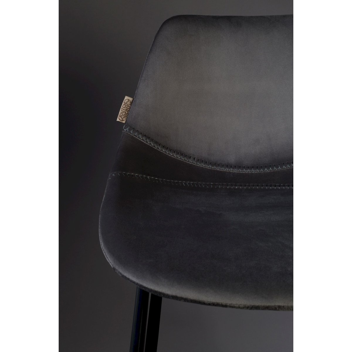 Tabouret design en velours (lot de 2) , FRANKY gris, DUTCHBONE
