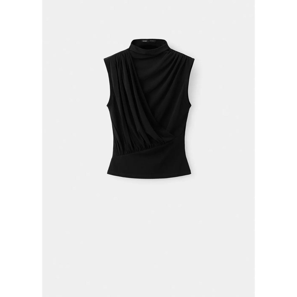 Top drapé gaze noir, MANGO