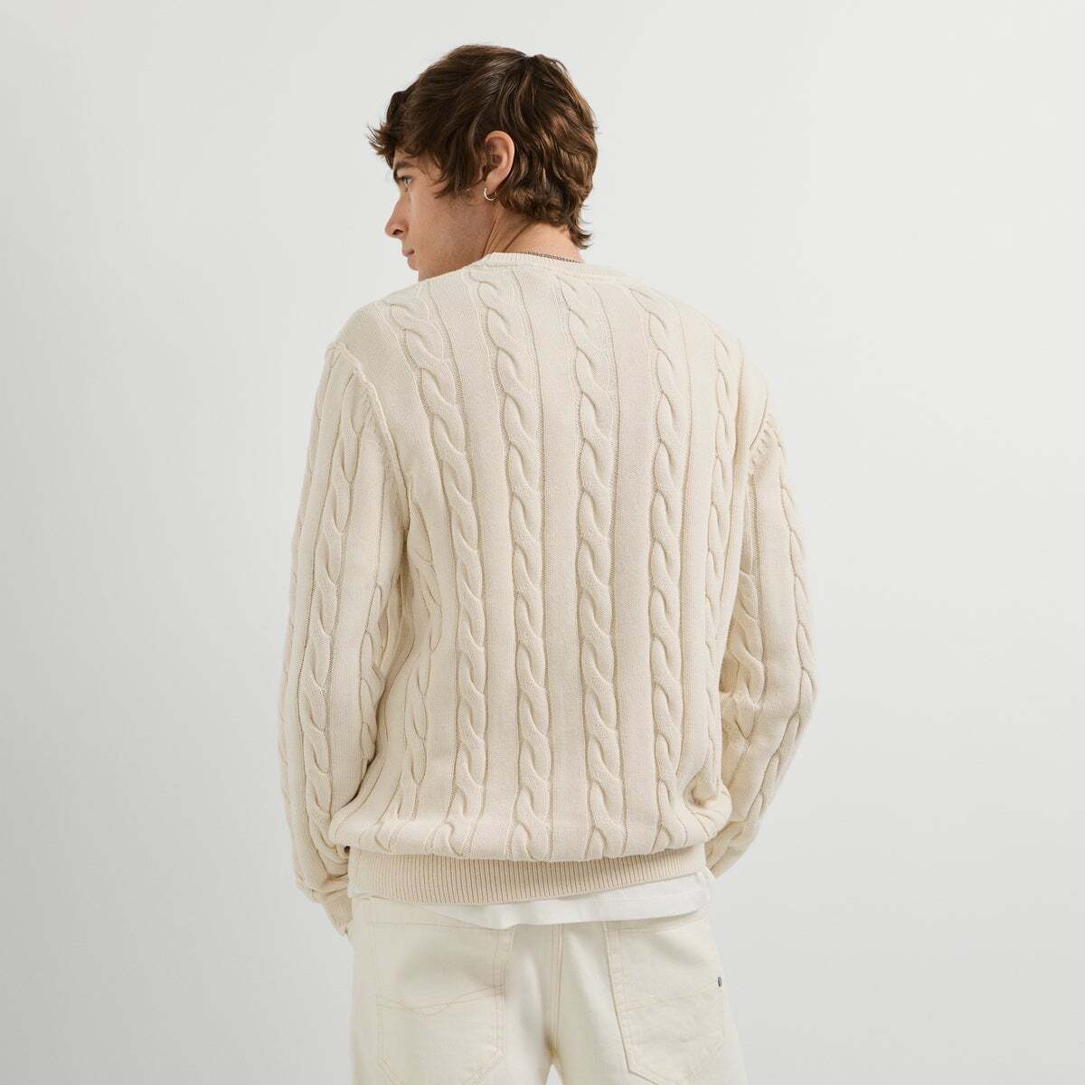 Pull Torsadé Coupe Regular blanc ivoire, PEPE JEANS