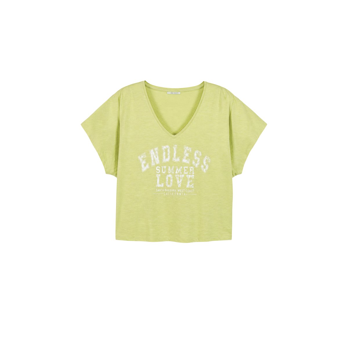 Tee-shirt col V à message vert clair, IKKS