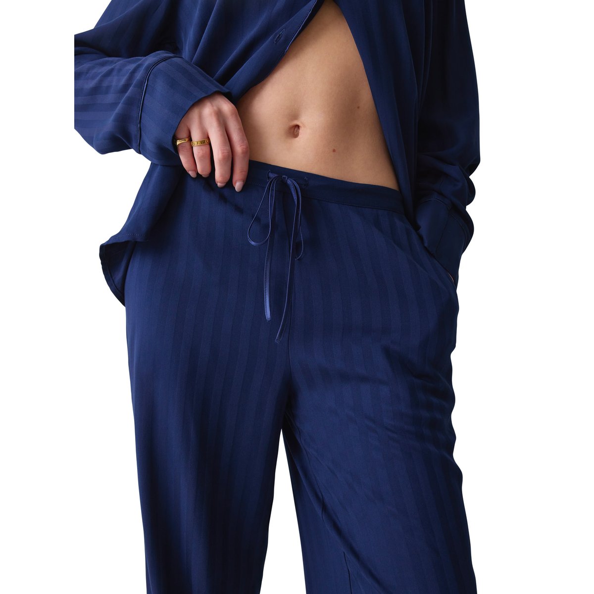 Pyjama pantalon chemise AMOURETTE JACQUARD bleu, TRIUMPH