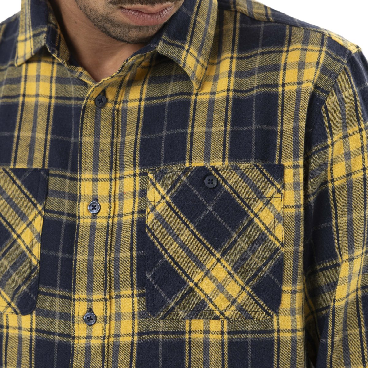 Surchemise bucheron structurée coton jaune/bleu foncé, VON DUTCH