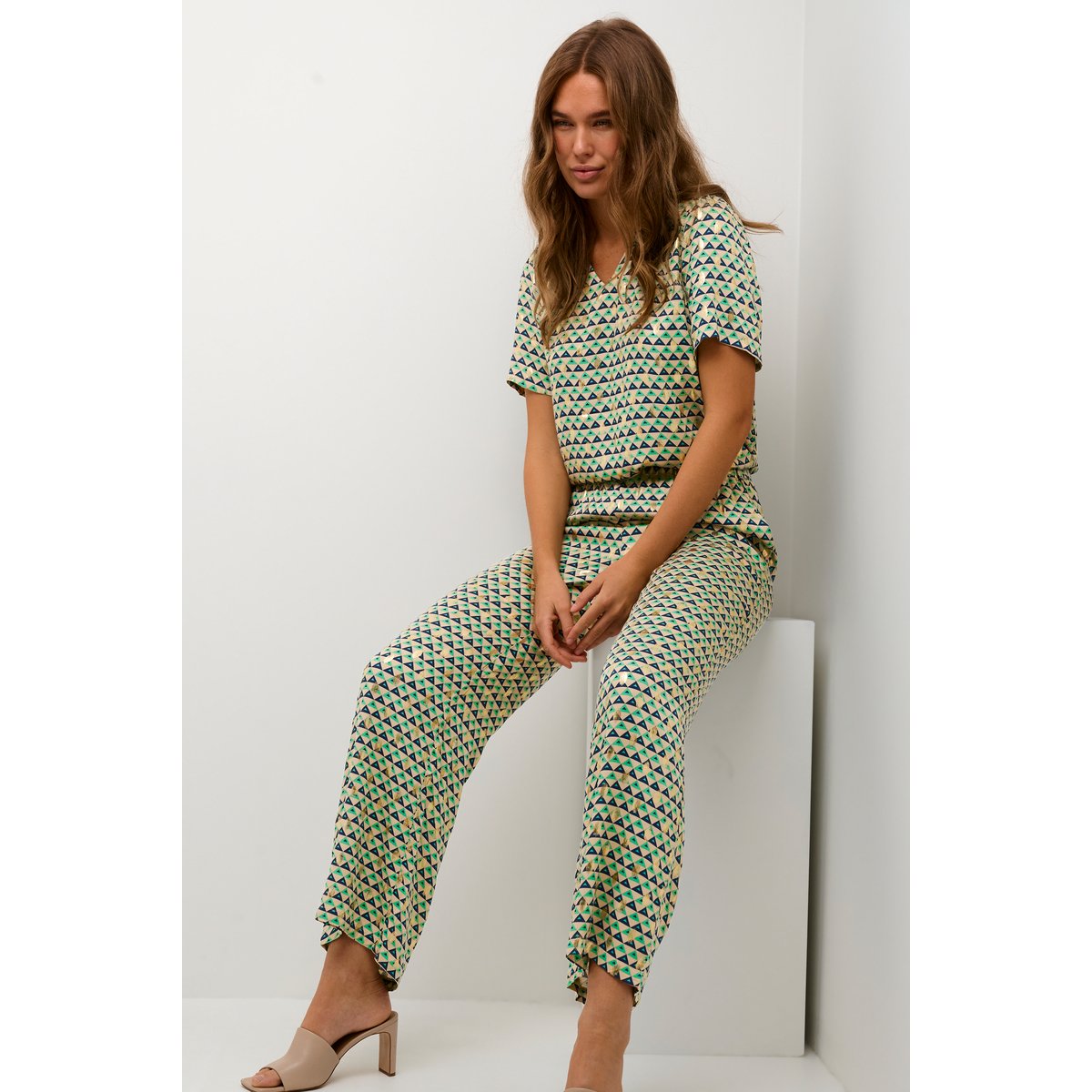 Casual pants vert graphique sesame, CULTURE