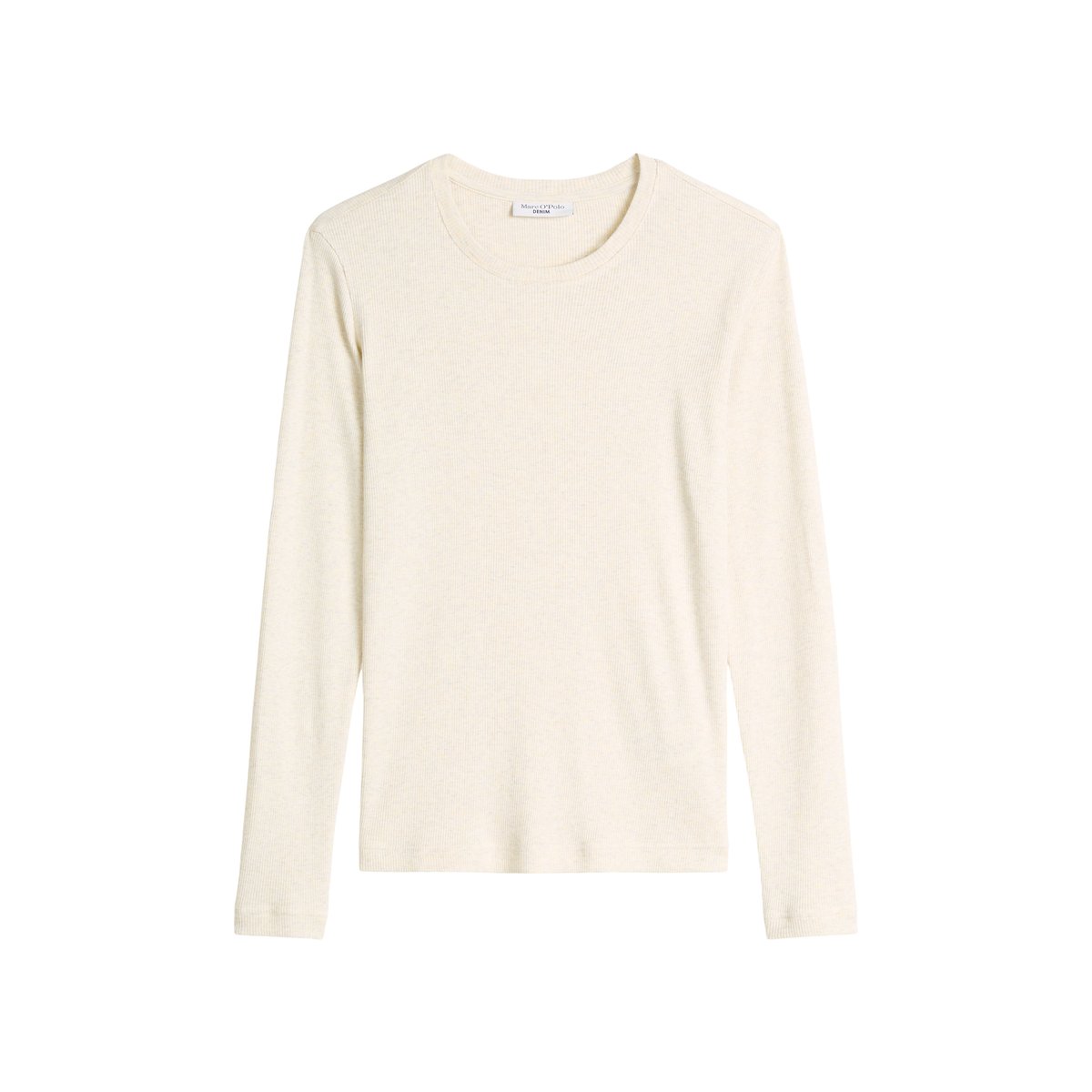 T-shirt à manches longues ajusté en jersey côtelé doux blanc, MARC O’POLO DENIM