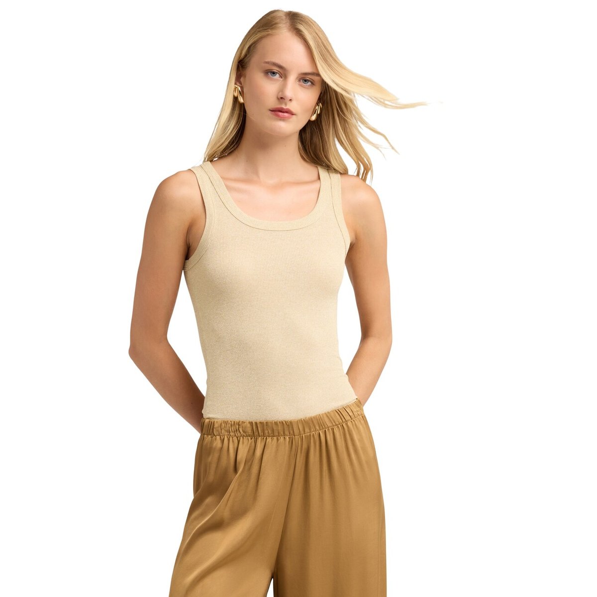 Top côtelé beige, MOTIVI