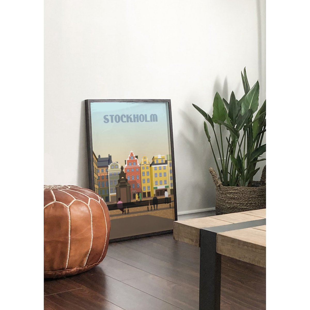 Affiche ville Stockholm blanc, L'AFFICHERIE