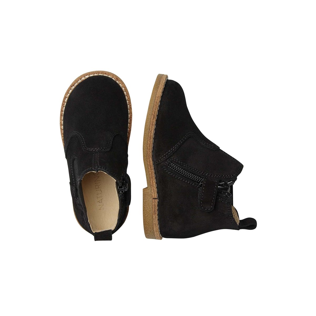 Chelsea boots en suède avec fermeture éclair ARTHUR noir, NATURINO