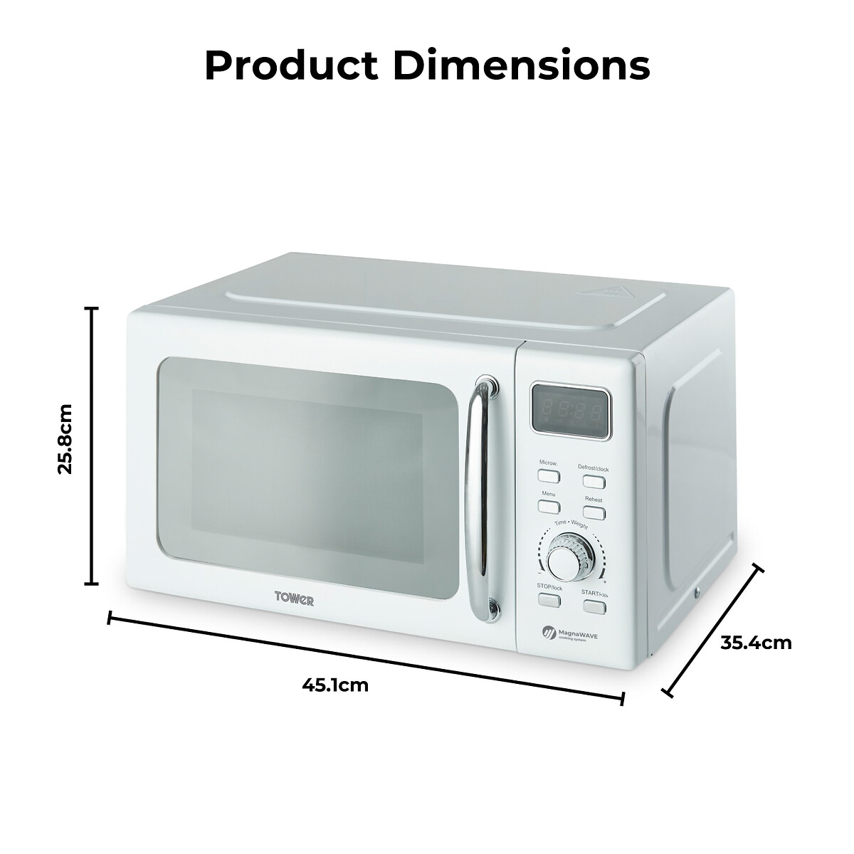 20L 800W Digital Microwave - T24041 white, TOWER