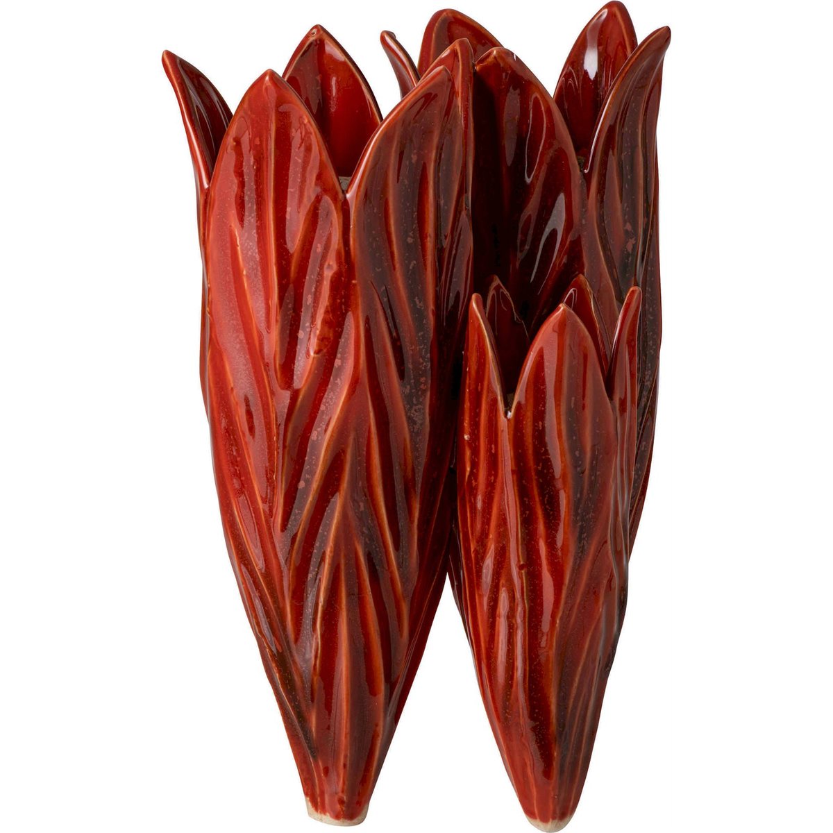 Vase en poterie esprit pétales rouge, RECOLLECTION