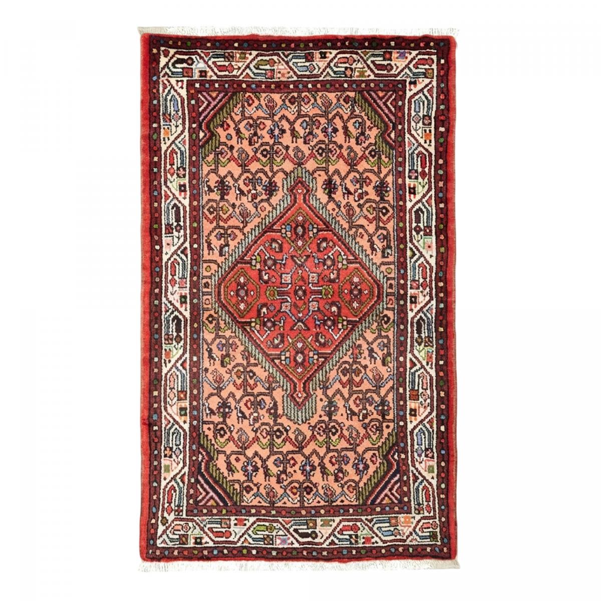 Tapis d'orient, motif oriental noué à la main, HAMADAN 29 rose, crème, rouge, UN AMOUR DE TAPIS