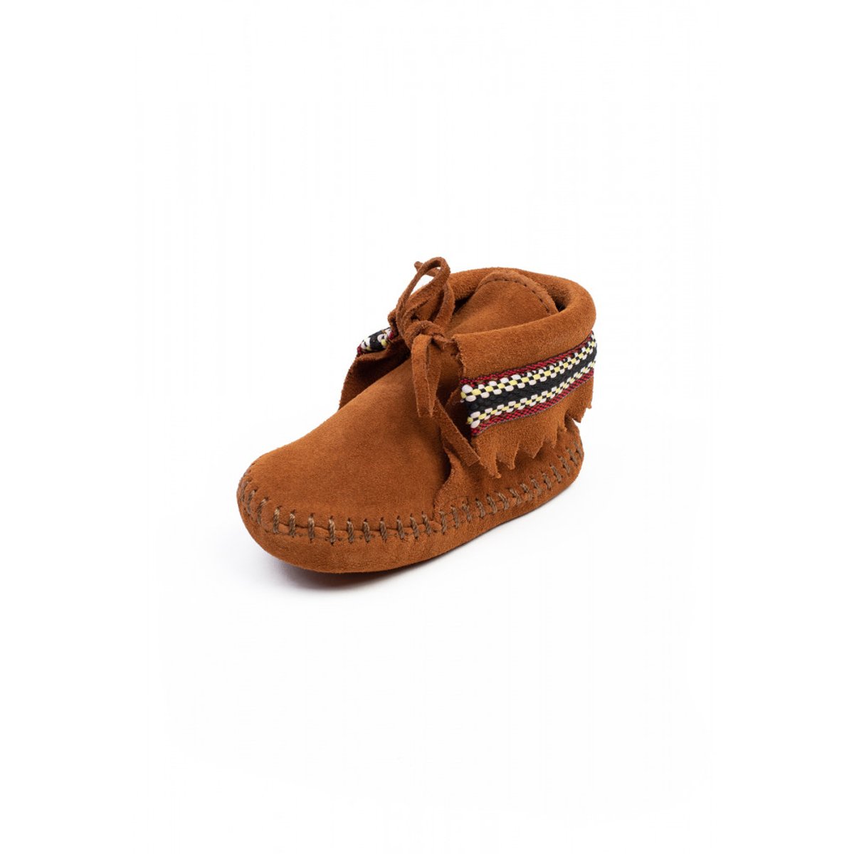 Chaussons souples en cuir suede BRAID marron, MINNETONKA