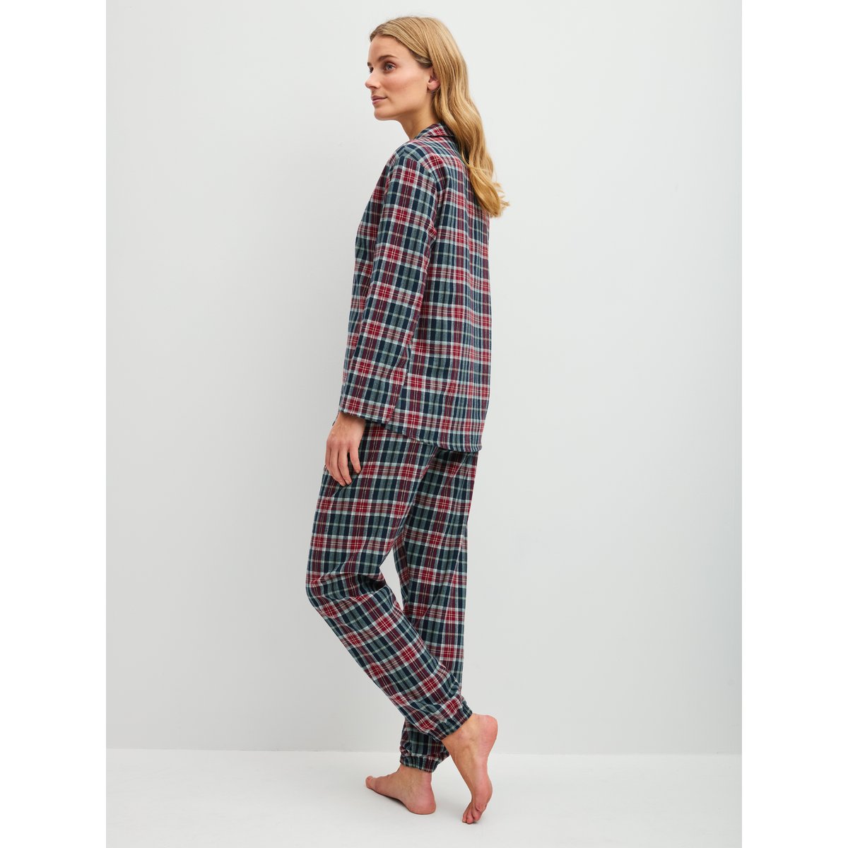 Pyjama en flanelle, boutonné de bout en bout manches longues Coton HOLIDAY DREAMS saphir foncé, CALIDA