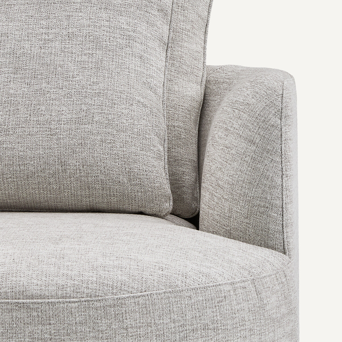 Demi-canapé droit, arrondi, modulable en toile jaspée, TIBERIO gris/blanc, AM.PM