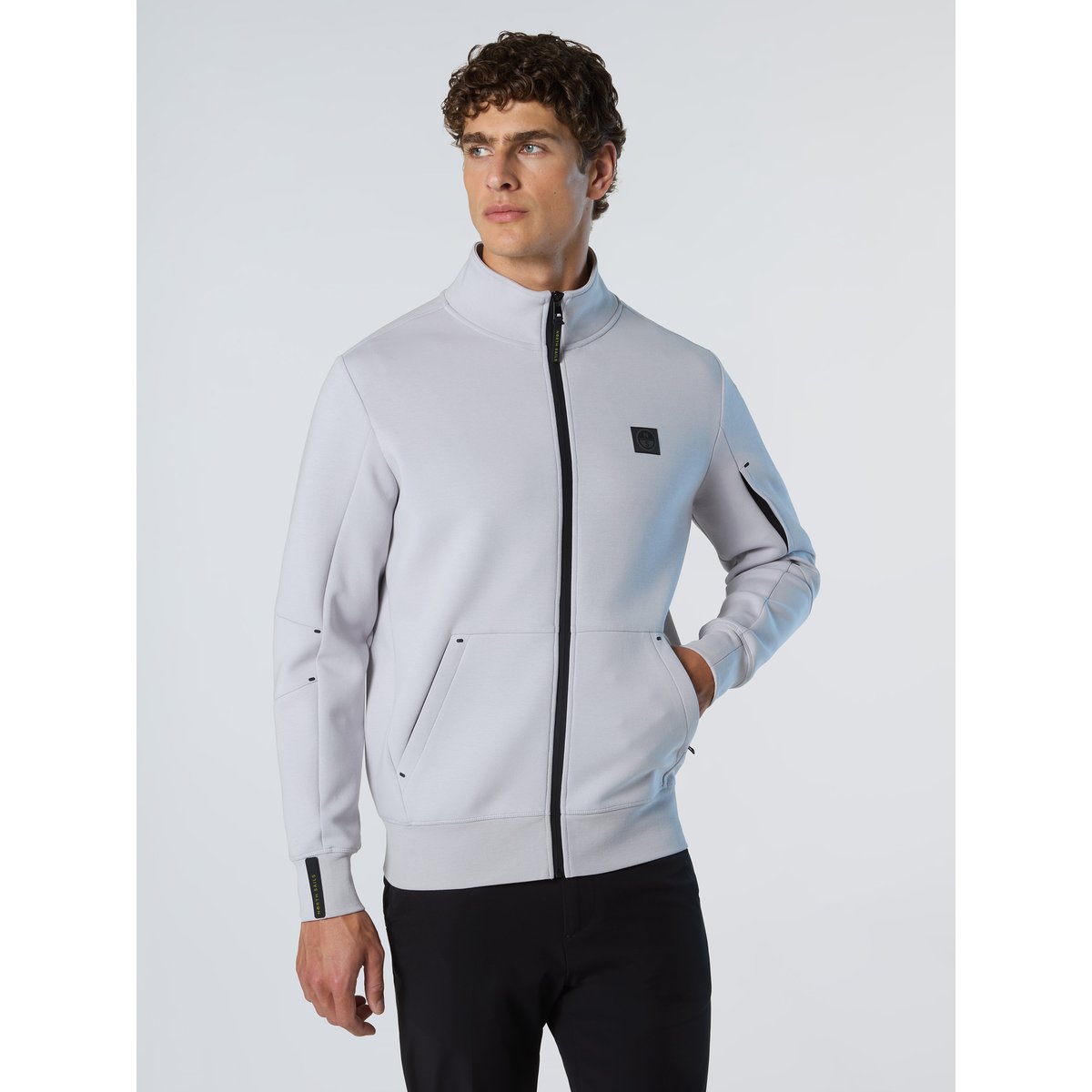 Sweat-shirt zippé en tissu de plongée blanc, NORTH SAILS