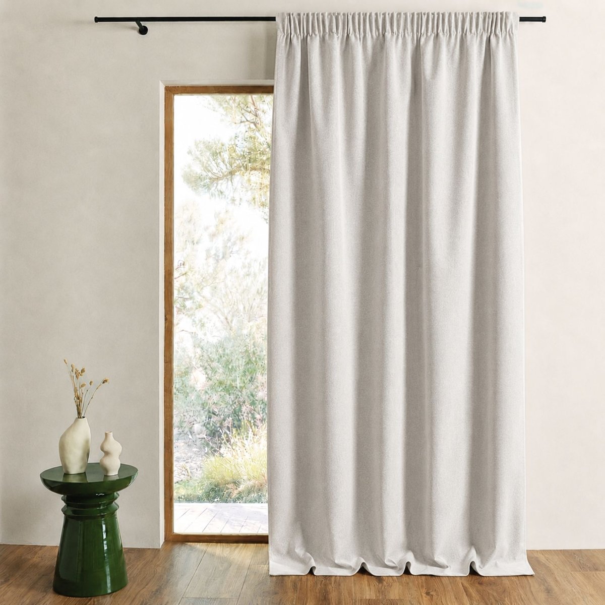 Rideau 100% occultant double face galon fronceur MIDNIGHT - QABANE ivoire, HOME MAISON