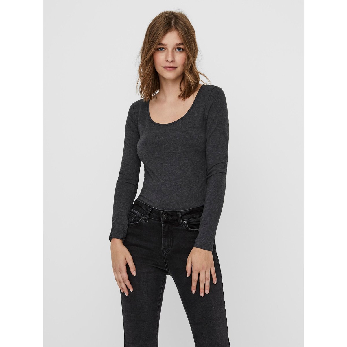 Top dark grey melange, VERO MODA