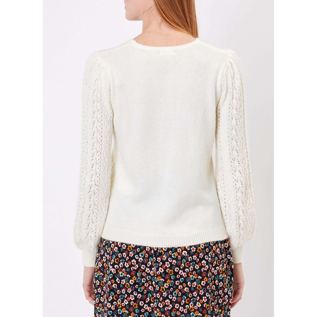 Pull maille fantaisie uni IZE blanc, PRINCESSE NOMADE