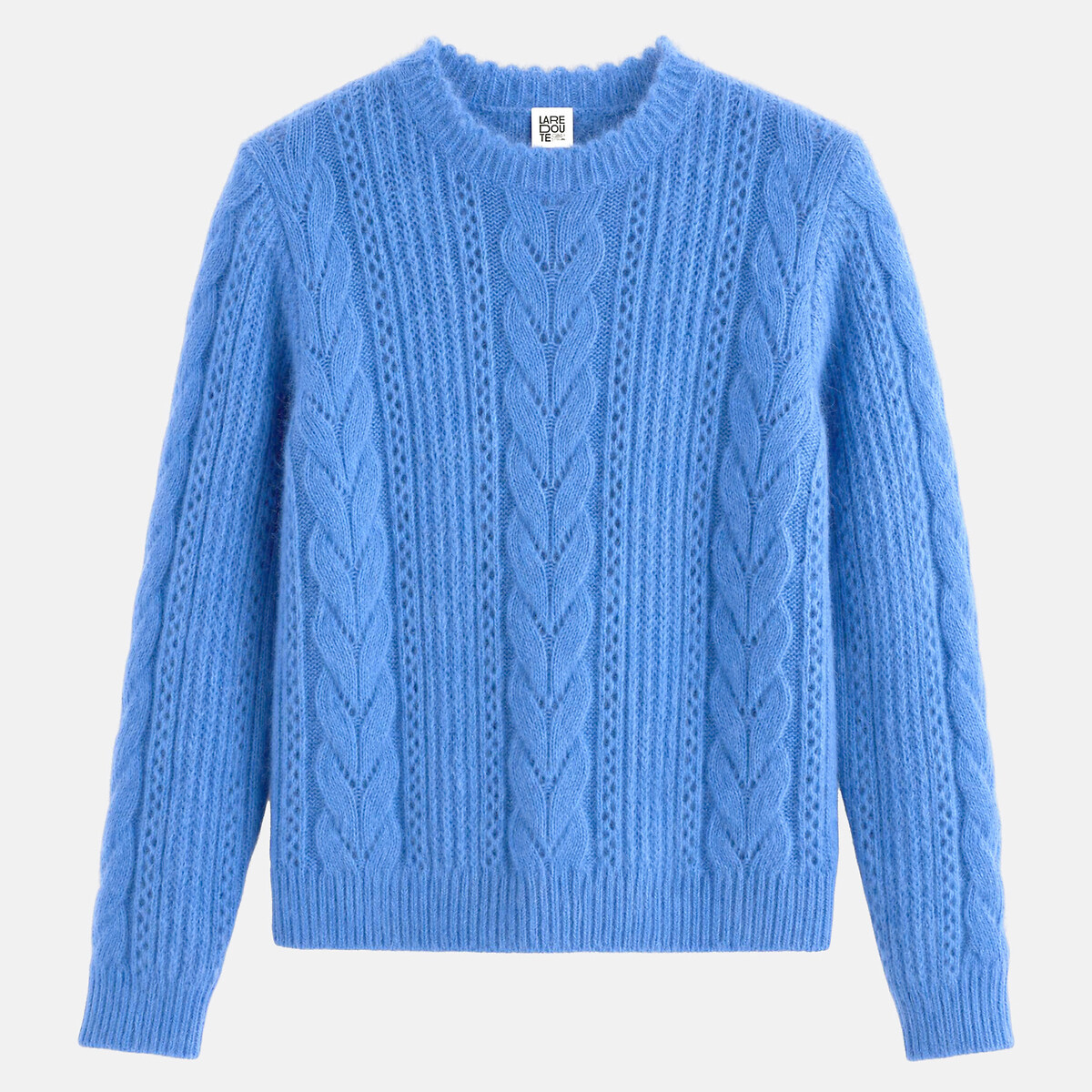 Jersey de punto calado, mezcla de lana y alpaca azul eléctrico, LA REDOUTE COLLECTIONS