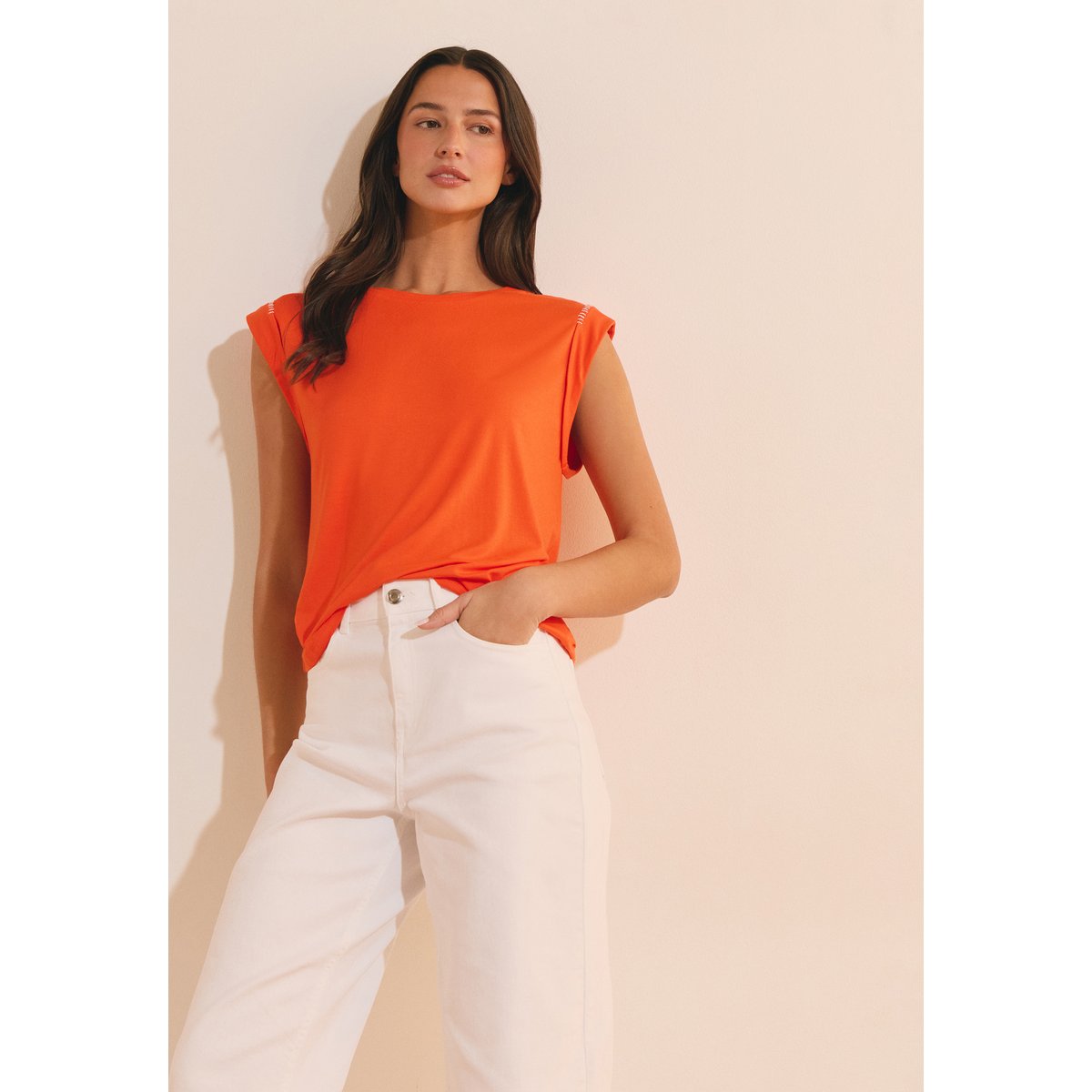 T-shirt sans manches ARNAUD TS orange, ETAM