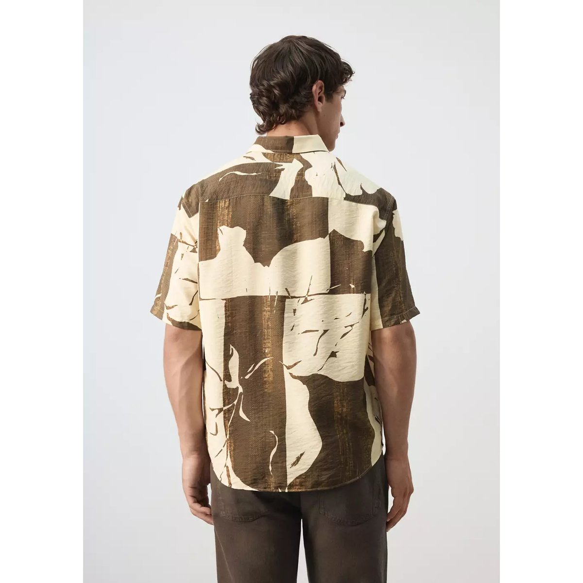 Chemise relaxed-fit imprimé vanille, MANGO MAN