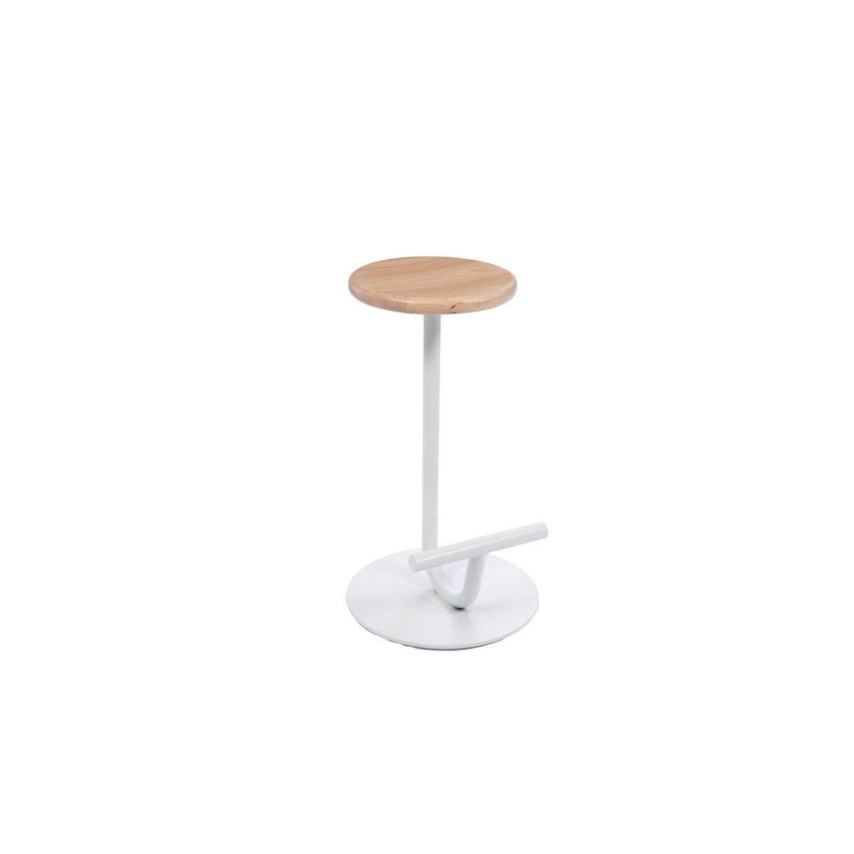 Tabouret design en chêne et métal blanc H65 - MARC blanc, HELLIN, DEPUIS 1862