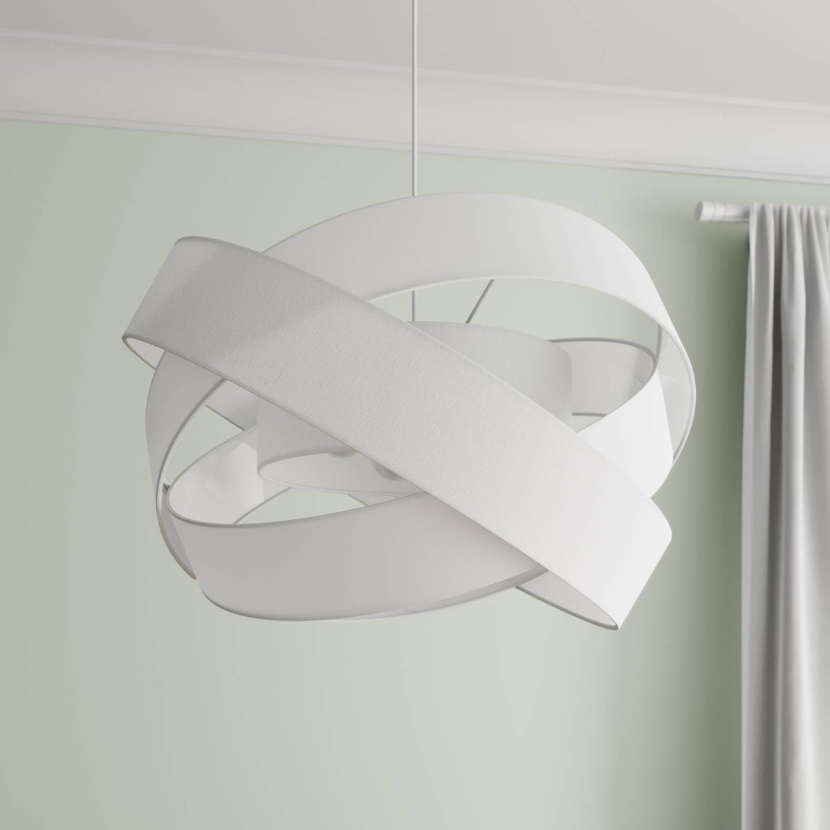 Suspension en textile moderne, Simaria blanc, LINDBY