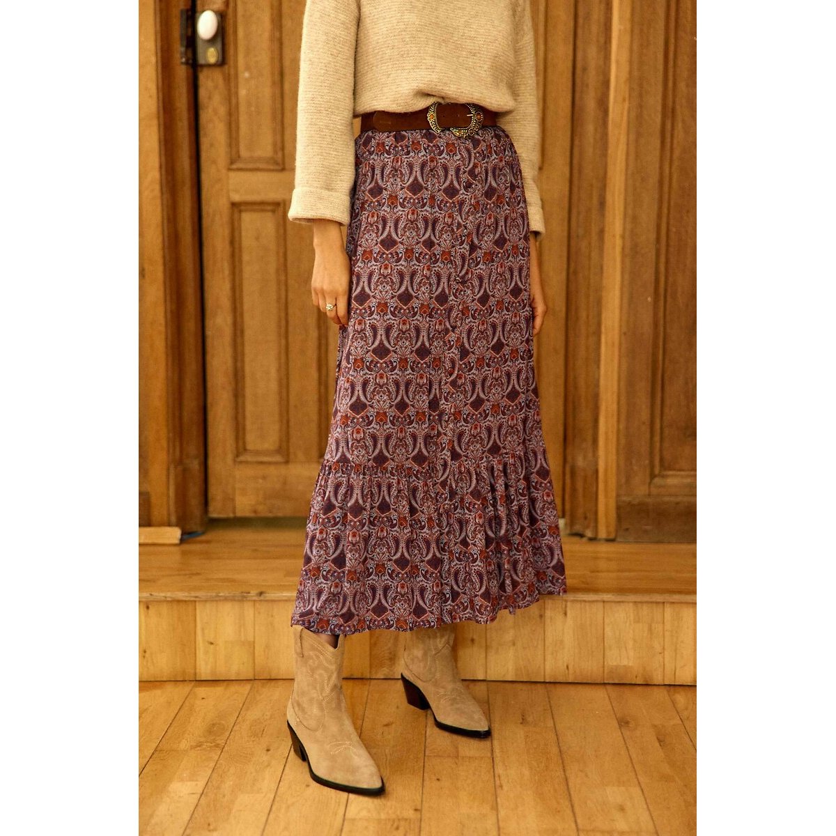 Jeanny Paisley Print Maxi Skirt purple print, LA PETITE ETOILE