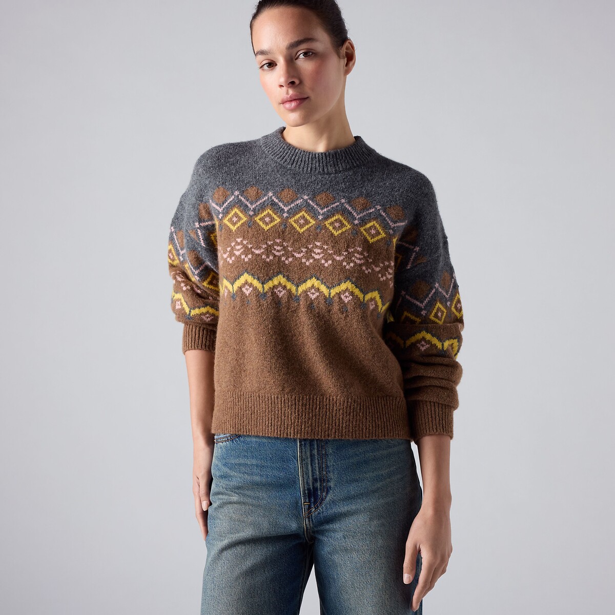 Pull jacquard col rond camel, LEVI'S