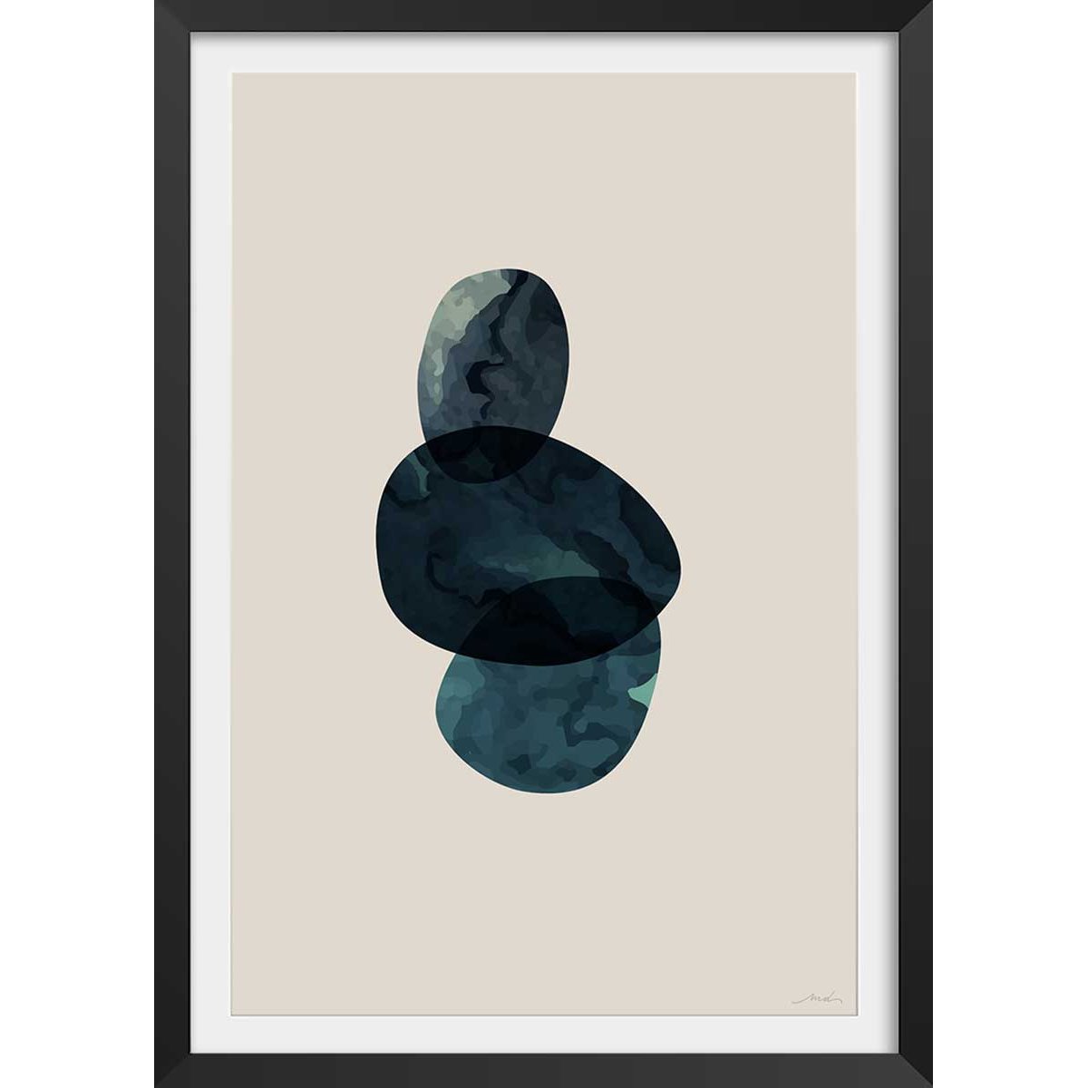 Affiche minimal things affiche + cadre en bois - noir, HEXOA