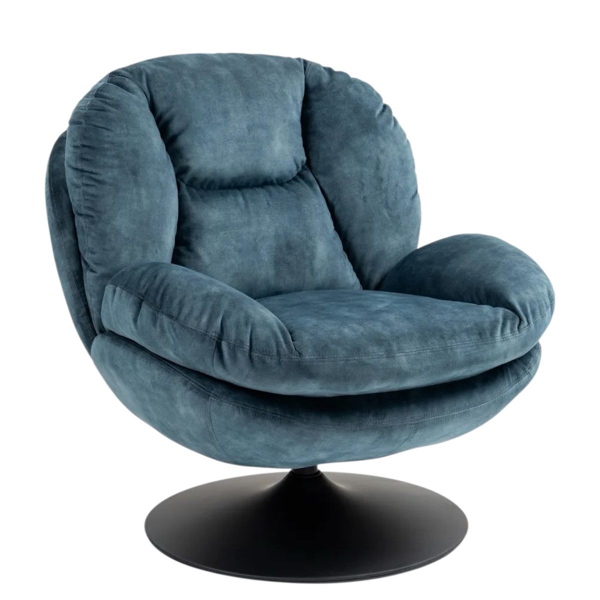 Fauteuil pivotant en velours - TOPI bleu gris, MATHI DESIGN