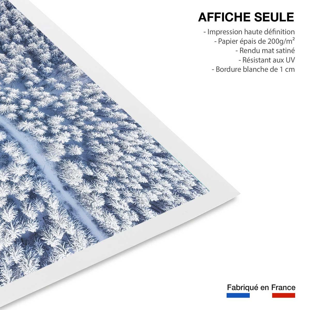 Affiche bleue de neige blanche affiche seule, HEXOA