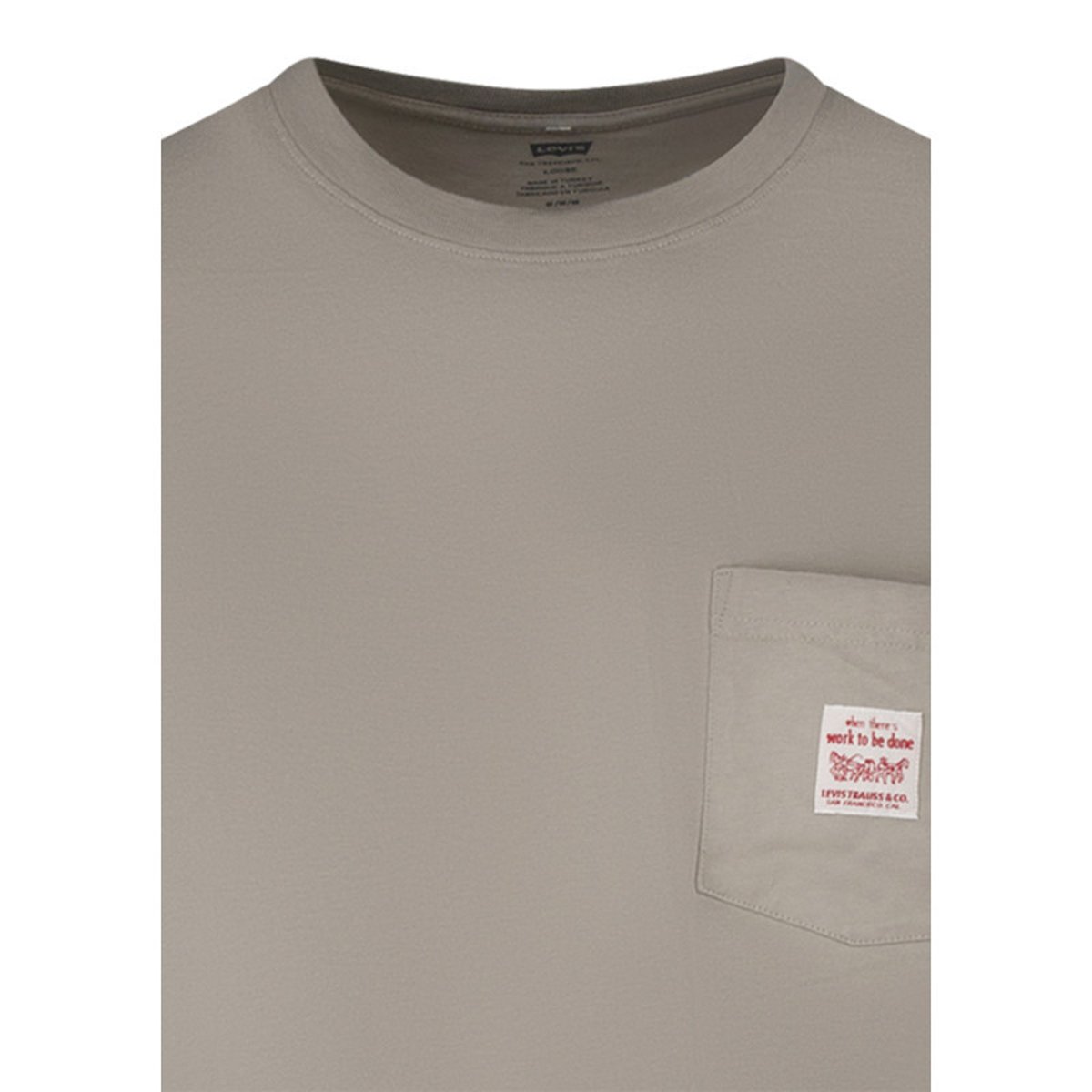 T-shirt en coton taupe uni avec une coupe droite et un col rond marron, LEVI'S