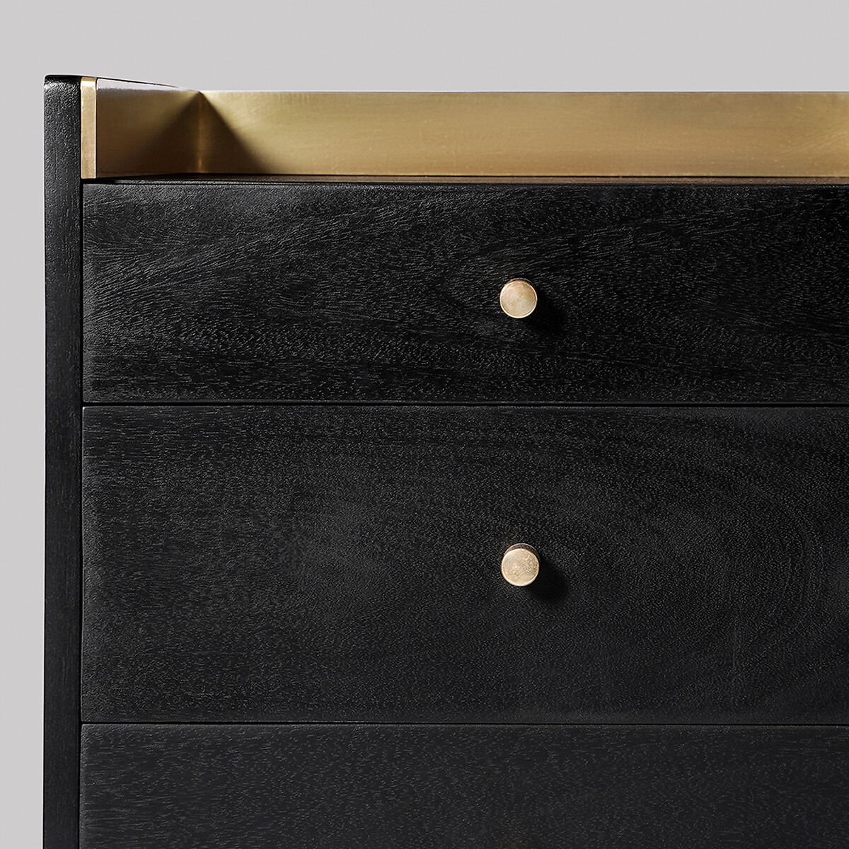 Fresco Mango Wood 3 Drawer Bedside Table black, SWOON
