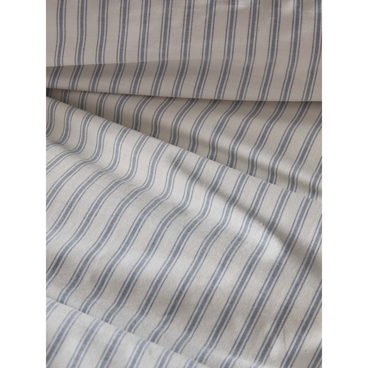 Housse de couette percale de coton "Coutil" rayure bico bleu, CYRILLUS