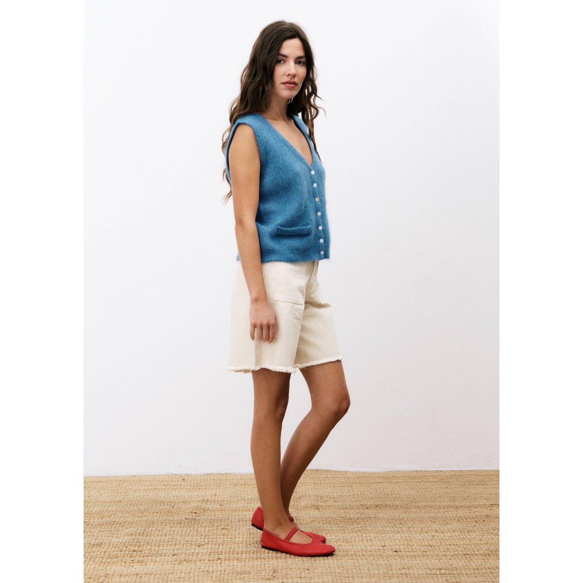 Cardigan en mohair MELIZA bleu jean, FRNCH