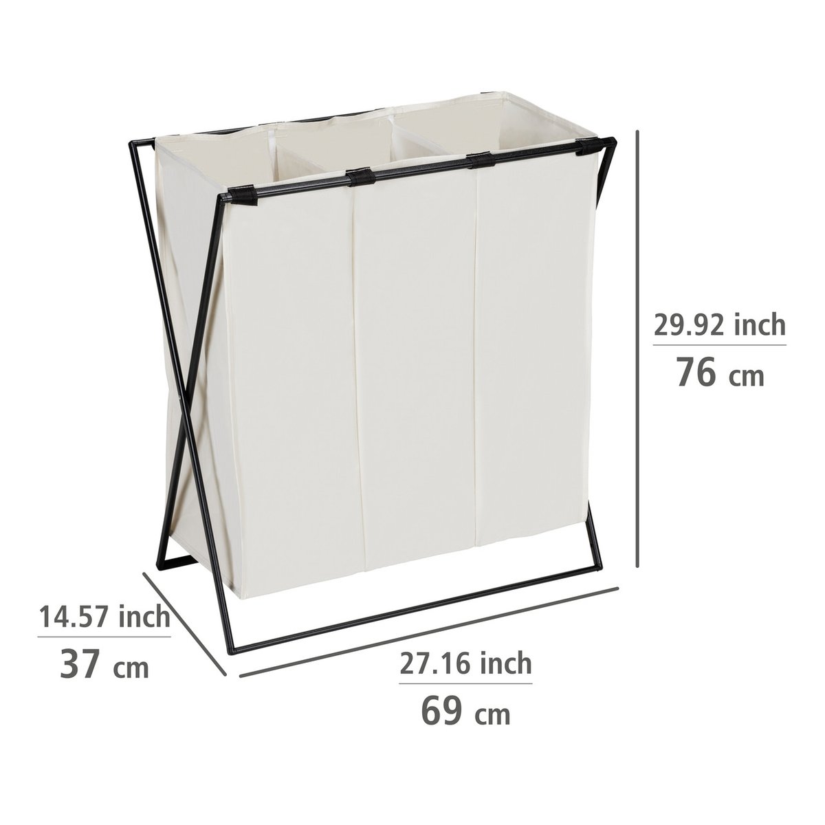 Panier à linge - 3 compartiments TRIO beige, WENKO