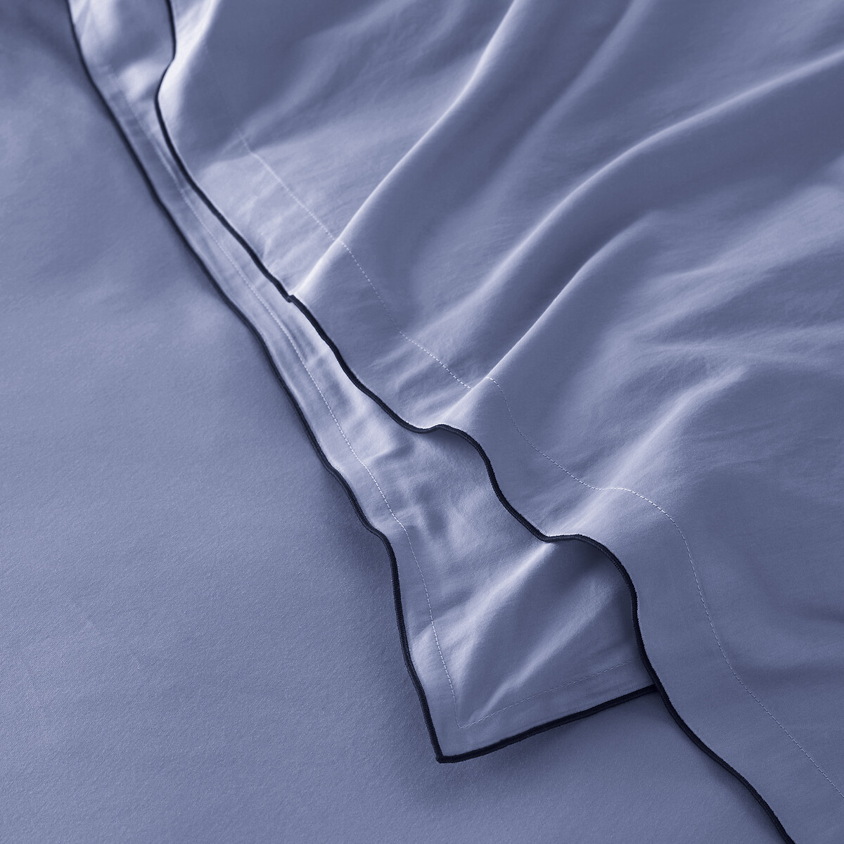 Housse de couette de satin de coton lavé, 118 fils, Victor uni bleu pervenche, LA REDOUTE INTERIEURS