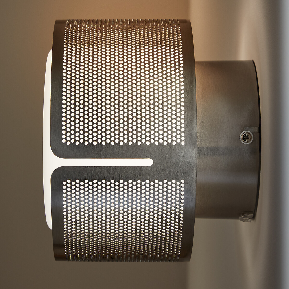 Plafond wandlamp, ijzer metaal en opaline, Darja satijnen nickel, AM.PM