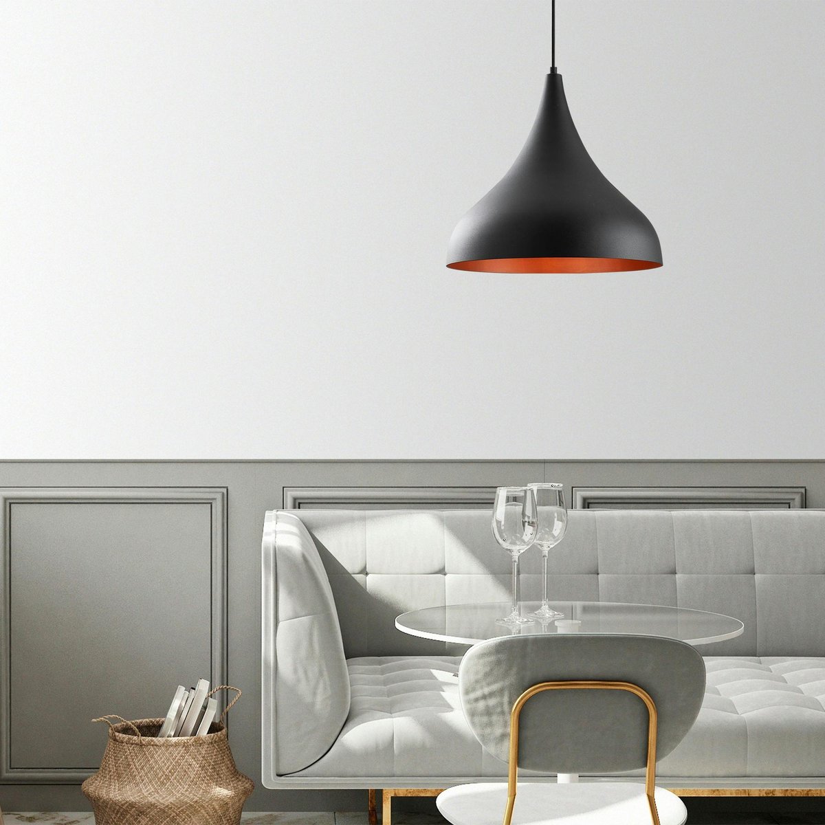 Suspension noire brossée – intérieur brun doré, 41 cm SILE noir, PIER IMPORT