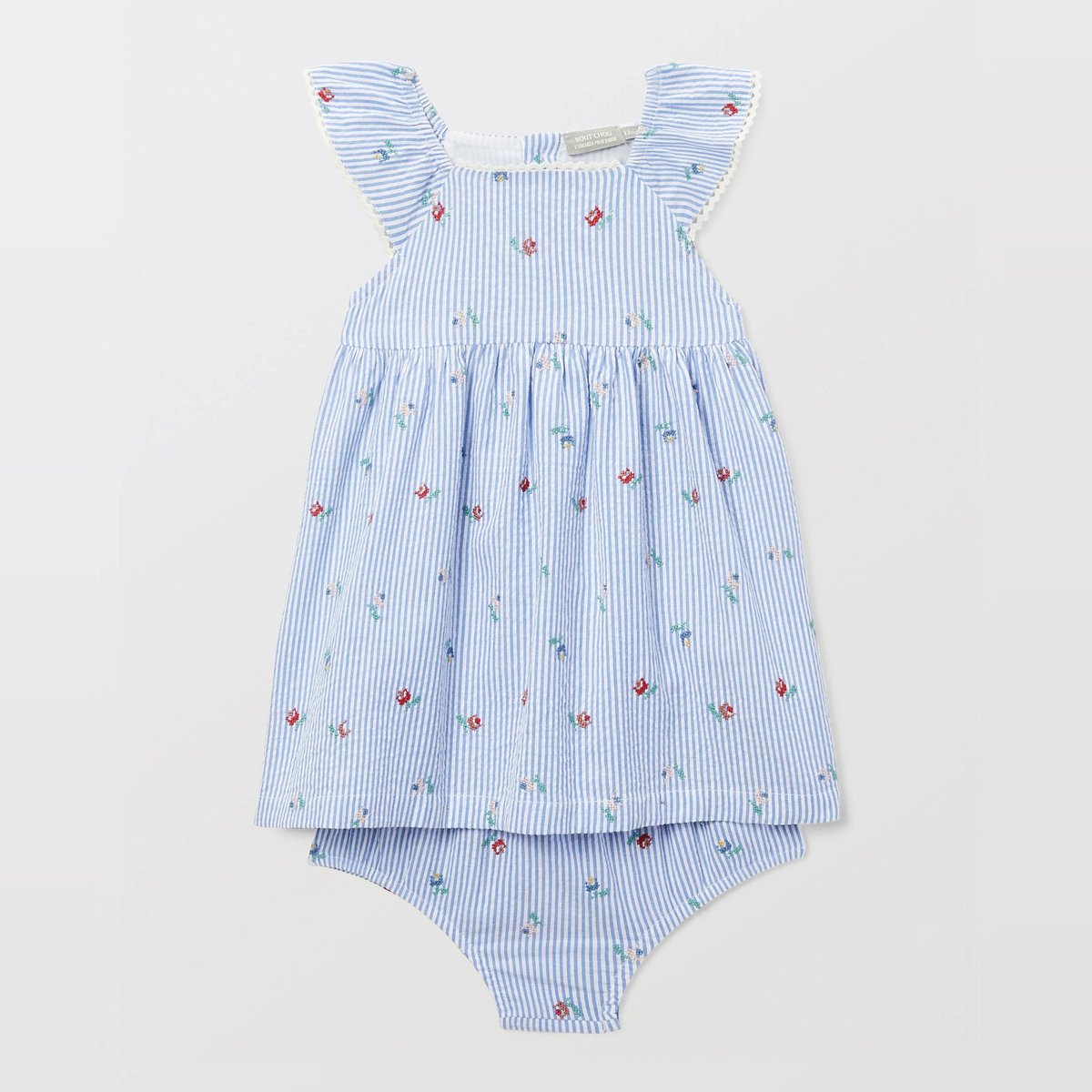 Robe portefeuille avec bloomer rayés et imprimés en coton tender, BOUT'CHOU