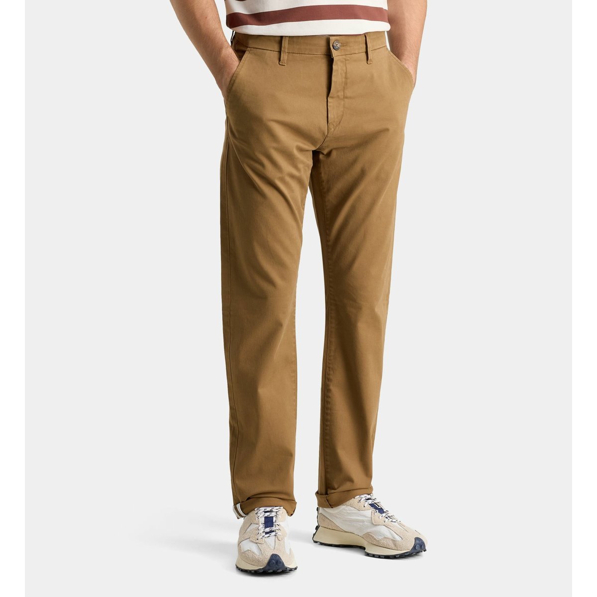 Pantalon chino kutdroit droit coton bio marron chesnut, GALERIES LAFAYETTE