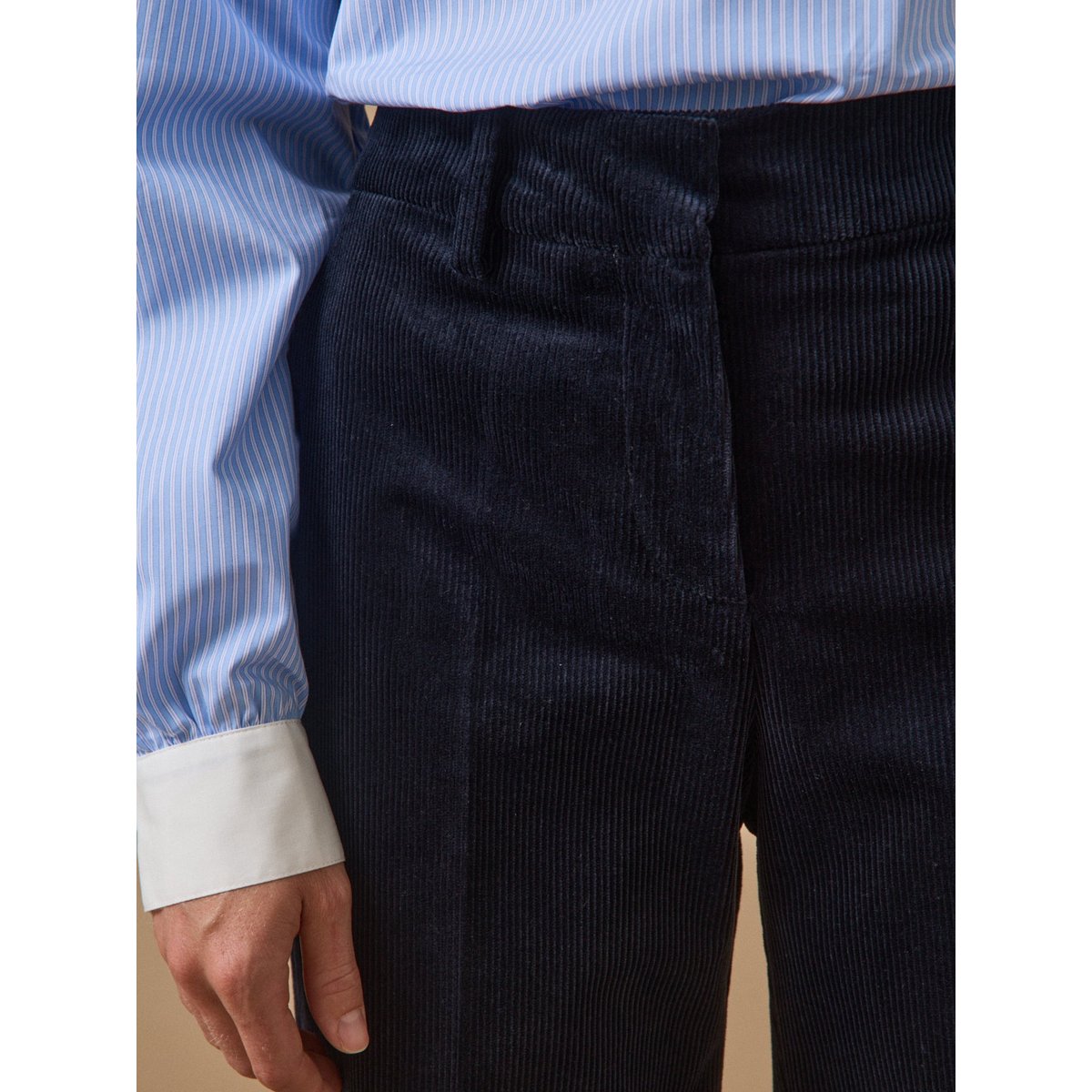 Pantalon large velours Juliette marine, CYRILLUS