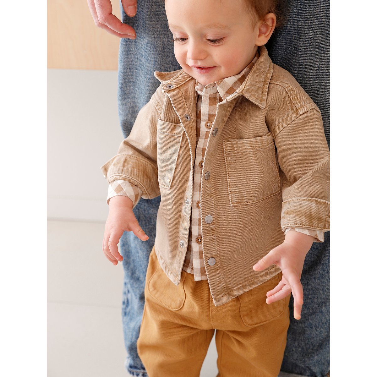 Surchemise bébé pressionnée taupe, VERTBAUDET
