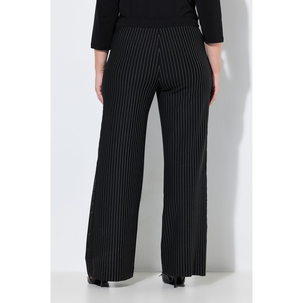 Pantalon à fines rayures argentées noir, ULLA POPKEN