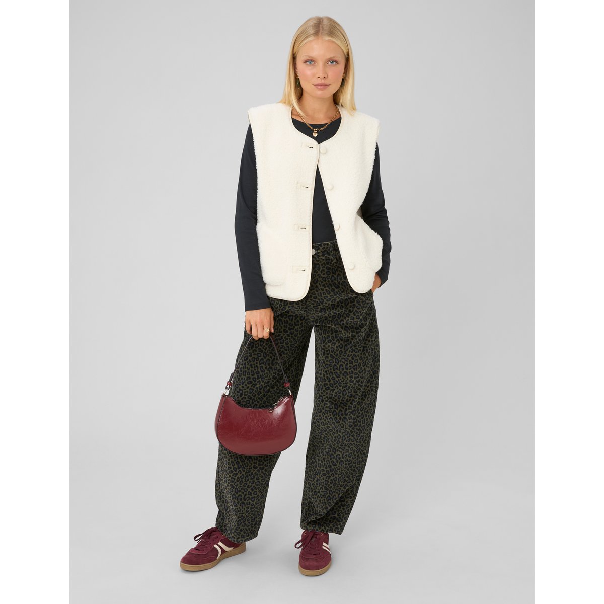 Pantalon imprimé coupe ballon vert kaki, BZB