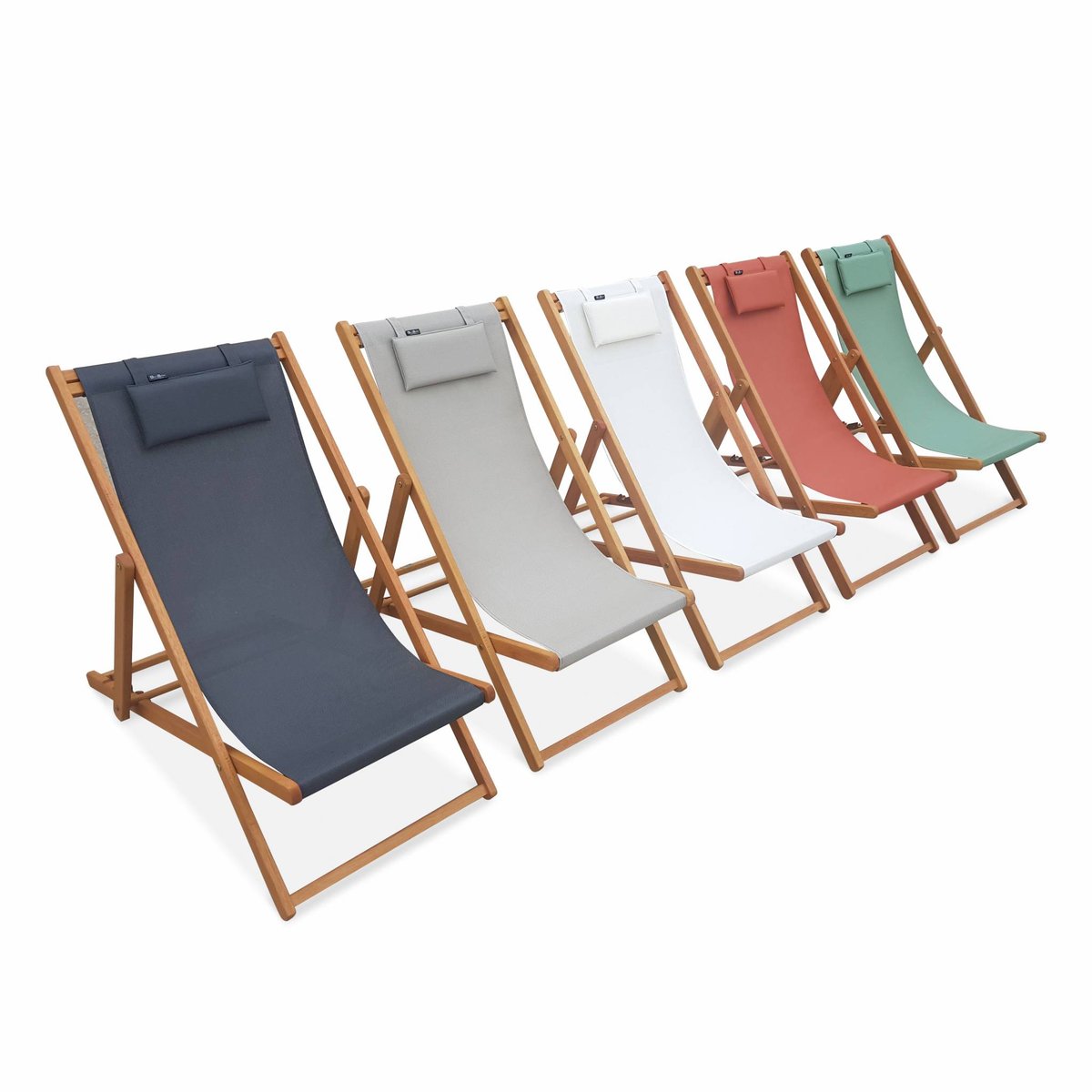 Chilienne bois d'eucalyptus pliante multi positions (lot de 2) CREUS anthracite, SWEEEK