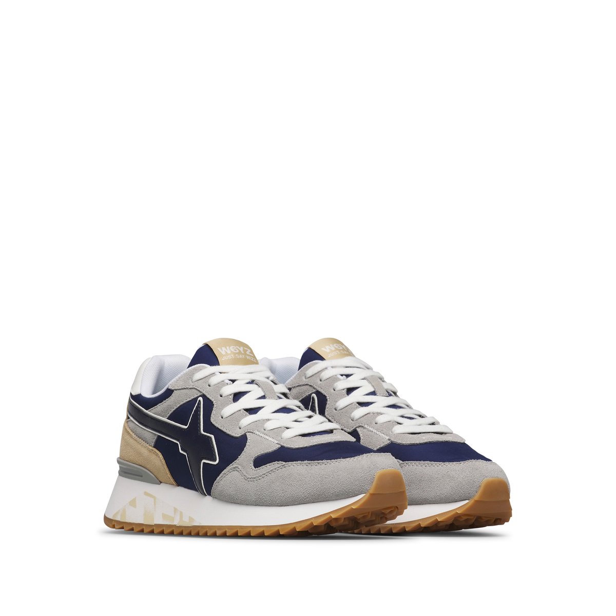 Sneakers en tissu technique et en daim YAK-M. gris-marine, W6YZ