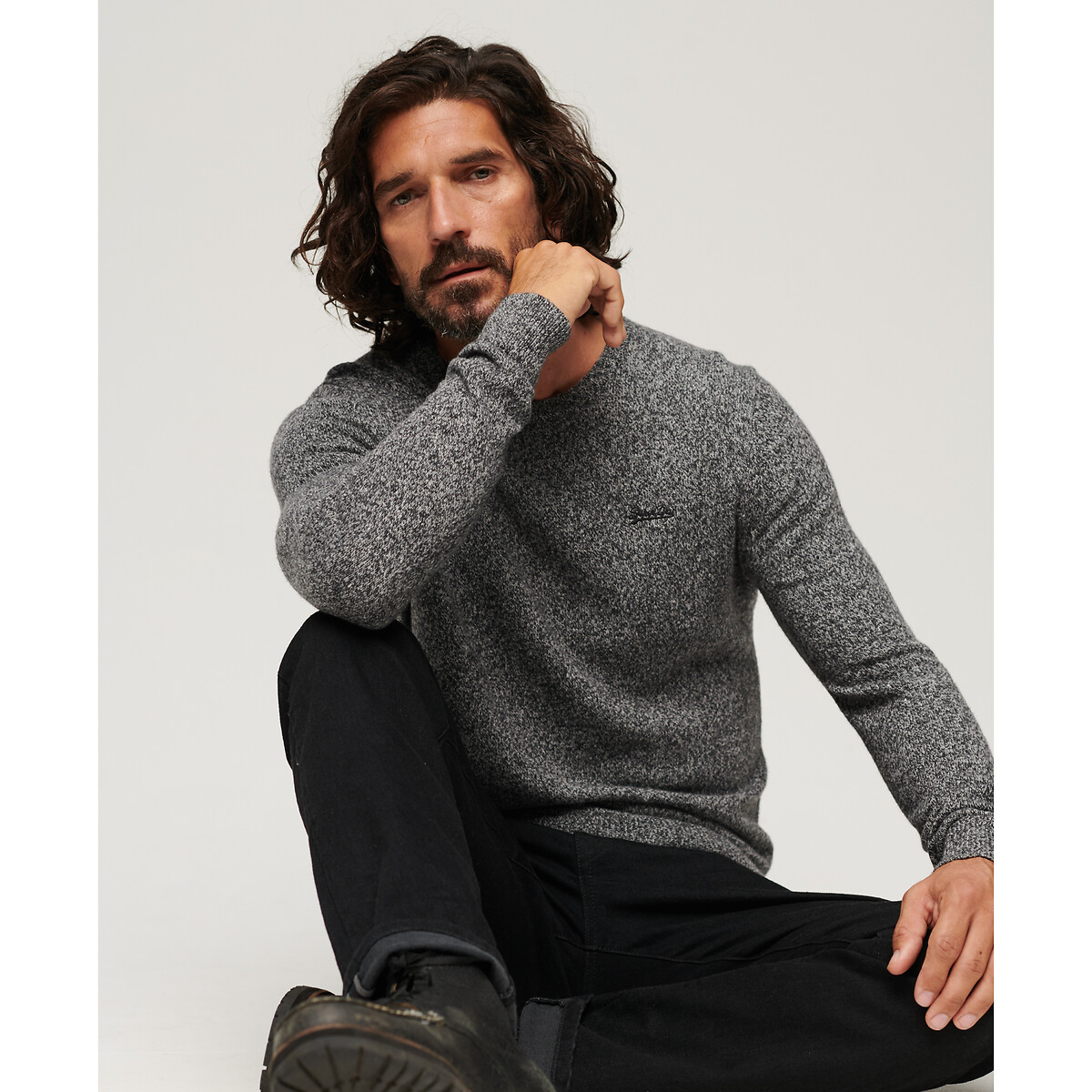 Pull col rond Essential anthracite, SUPERDRY