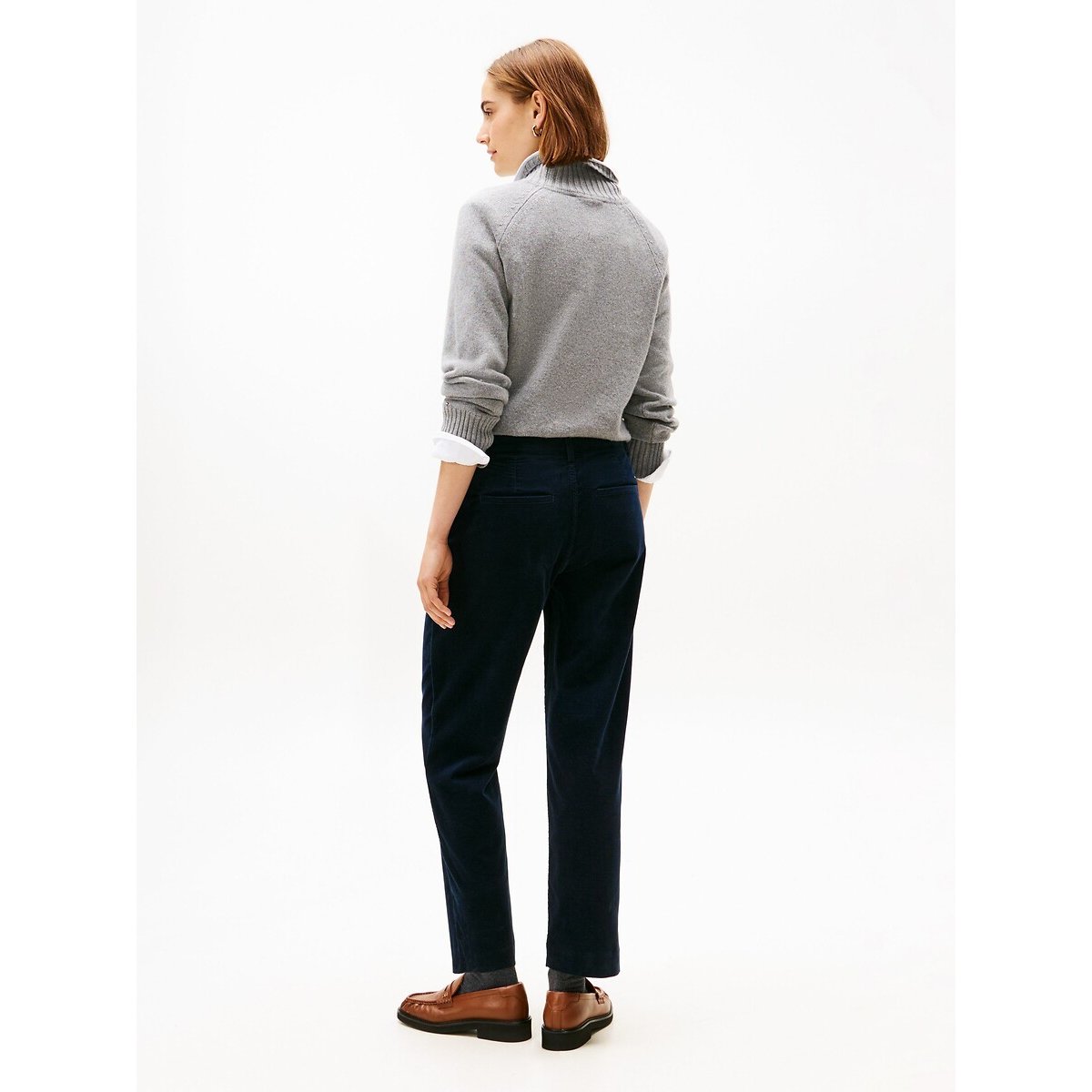 Velour Straight Trousers navy, TOMMY HILFIGER